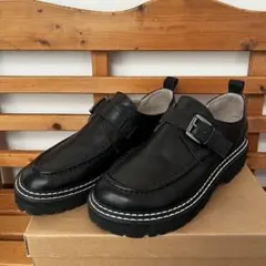 靴　レディース　KISCO Uチップシューズ　ブラック　革靴　24cmのサムネイル