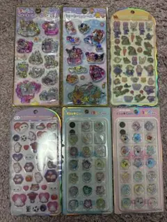 コットンパフィーシール　おはじきシールなど　6枚セット