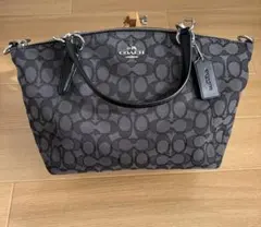 COACH グレーキャンバスショルダーバッグ