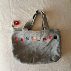 ファミリア　グレー 花柄刺繍 バッグ