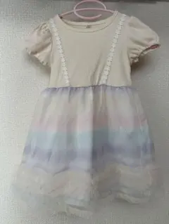 110サイズ パステル チュール ワンピース 半袖 女の子