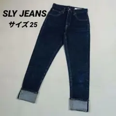 《SLY スライ》ロールアップ スリム セルビッチデニム 25 日本製