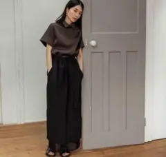 トップス deres 11th Bridget half sleeve brown deres 11th Bridget half sleeve brown Shirt dress with three