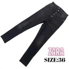 ⭐️A556⭐️ ZARA ♥ 大人 ハイウエスト フロントボタン スキニーデニム