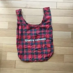 quatre saisons チェック柄エコバッグ