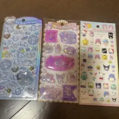 サンリオシールセット 3枚ウォーター　うるちゅる　シナモロール　クロミ　マイメロ