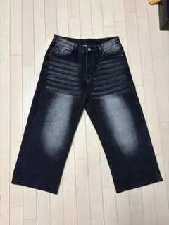 inflation デニムパンツ ブラック ケミカルウォッシュ