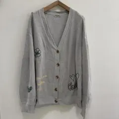 サマンサモスモス 刺繍入りニットカーディガン グレー 長袖