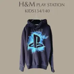KIDS134/140【H&M】ブラック(黒)　限定パーカー　プレステコラボ