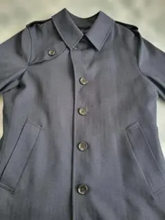 TAKAIQ メンズ ネイビー ウール混紡 コート