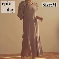 美品✨epic day ギャザースリーブシフォンロングドレス ワンピース M