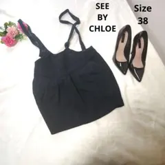 【人気☆SEE BY CHLOE】黒　ミニジャンパースカート　サイズ38