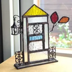 ステンドグラス◇可愛いカフェーショップ⑤パネル◇ハンドメイト品