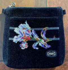 FEILER フラワー刺繍 ショルダーバッグ　斜めがけポシェット