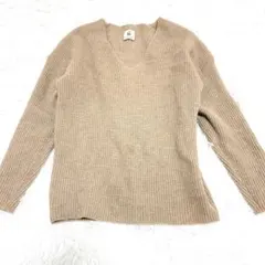 6(ROKU) カシミヤ100%　ワッフル　Vネックニット
