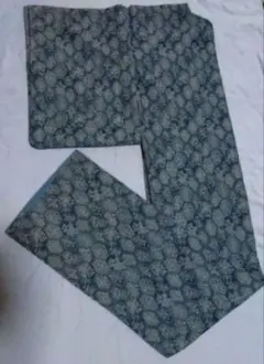 青系花柄 小紋 半袖 着物