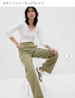 GAP モダンヘンリーネックTシャツ　Ｓ　白