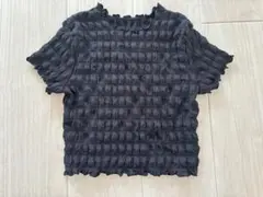 【美品】GU ジーユー　シャーリングT 半袖　ブラック　Mサイズ