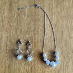 パール風　ネックレス　イヤリング　卒業式　入学式　オケージョン　ハンドメイド