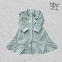 デザイナー系 ファー＆ビジュー装飾 ライトブルーコート フリーサイズ