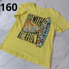 サーフィンデザイン イエロー半袖Tシャツ 160