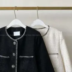 dholic ツイードジャケット　配色ステッチツイードジャケット