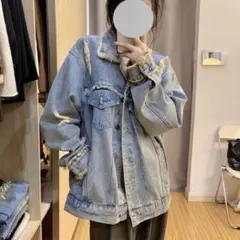 フリンジ付きライトブルーデニムジャケット 11月10日まで899円