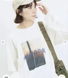 新品　ロンT 袖シフォンレイヤードプルオーバーのサムネイル