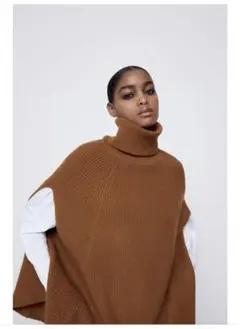 ZARA ニット タートルネック ケープ