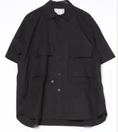 L*o様 コムデギャルソンオムドゥ ポリエステル半袖シャツ Black 26SS コムデギャルソン シャツ ポリエステル 縮絨 半袖ブラウス L