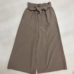 ウエストリボン付きブラウンガウチョパンツ