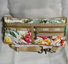 LeSportsac中古美品 ハワイ限定花柄 プアラニ 横長ウエストバッグ