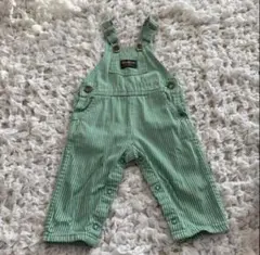 OSHKOSH USA製　緑　グリーン　ストライプ　オーバーオール　12M