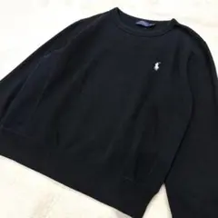 極美品✳︎ポロラルフローレン裏起毛スウェットトレーナー黒サイドリブ白ポニー正規品