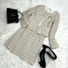 セレモニースーツ セットアップ✨卒業式　入学式　学校行事　ママスーツ★ベージュ