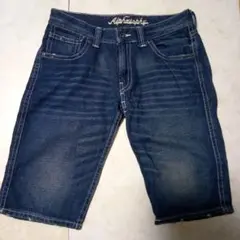 Alphasophy ダークブルー デニムショートパンツ