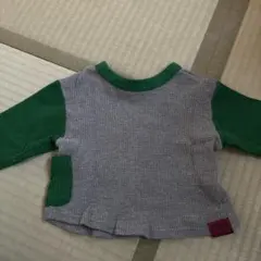 ワッフル素材 長袖カットソー グリーン グレー