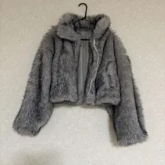 グレー ショートファーコート