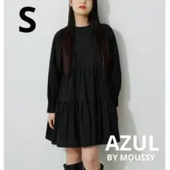 AZUL BY MOUSSY コットンボイル　ティアードワンピース　黒のサムネイル