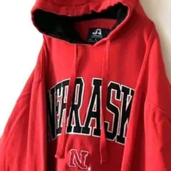 J. America 內布拉斯加 刺繡 帽T L 紅色 古著