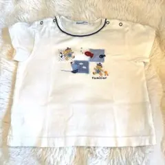 familiar 刺繍付き半袖Tシャツ 70 マリン