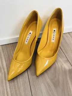 DIANA ダイアナ ヒール パンプス 黄色 マスタード 21cm