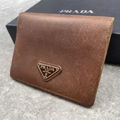 PRADA プラダ サフィアーノ 折り財布 ブラウン トライアングル