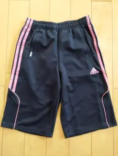 adidas ジャージハーフパンツ 黒 ピンク タグ付き 未使用品