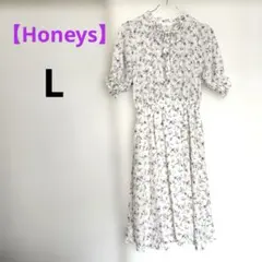 新品【Honeys】花柄ワンピース COLZA Lサイズ 裏地付き