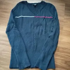 TOMMY HILFIGER ネイビー Vネックセーター M　ニット　トミー