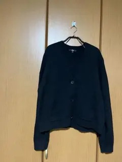 着用一回のみ　UNIQLO スムースコットンVネックショートカーディガンXXL黒