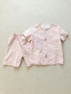 無印良品 脇に縫い目のない サッカー織 半袖パジャマ ピンク 100-110cmのサムネイル