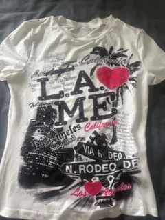 L.A. ME ロサンゼルス プリント 半袖Tシャツ ホワイト