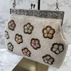 ビーズ刺繍×金型装飾 がま口 アンティーク 和装洋装 ハンドバッグ 和装用バッグ